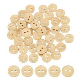 uxcell 100Pcs Wooden Buttons, 11.5mm(0.45 Inch) 2 Hole Round Wood Sewing Button Craft for Sewing DIY Craft Clothing, Natural Wood