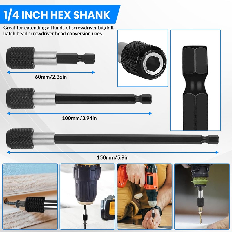 Flexible Drill Bit Extension Set,105° Right Angle Drill Attachment,1/4 3/8