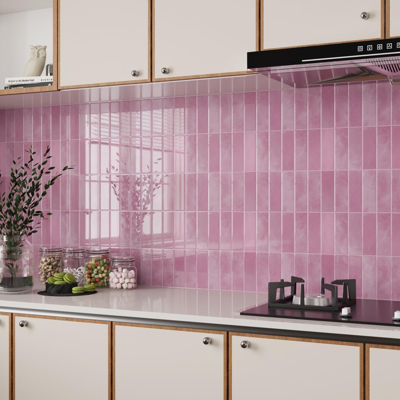 VaryPaper Pink Peel and Stick Backsplash for Kitchen 10 Sheets