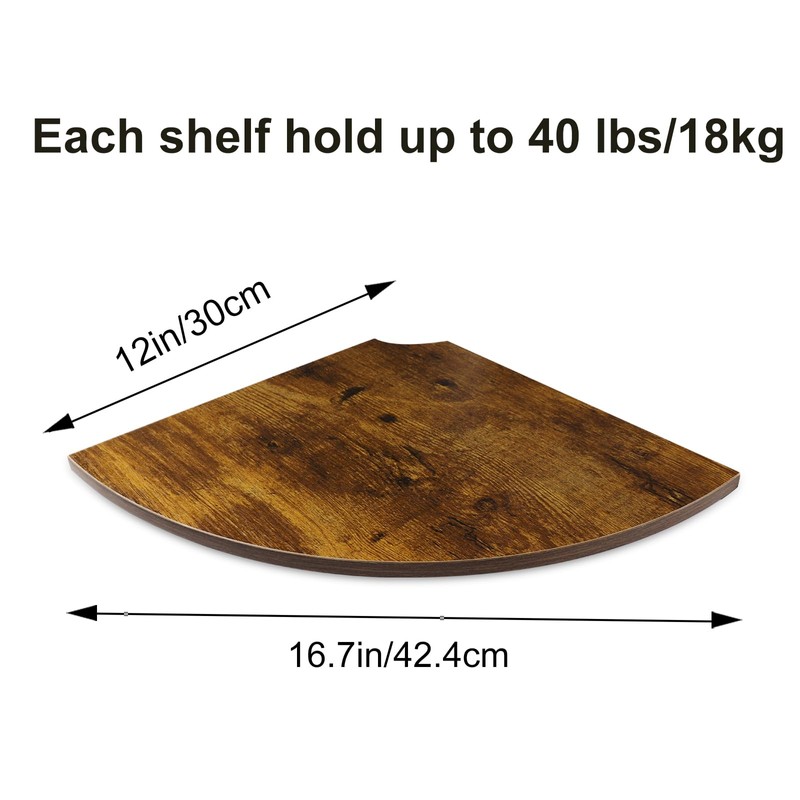 JJL Corner Shelves, 12 Inch Deep Corner Shelf Wall Mounted