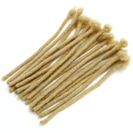 0.4cm Thickness #613 Blonde Color 8 Inch 100 Strands 100% Real Human Hair Dreadlock Extensions for Man/Women/Kid Full Head Handmade Can Be Dyed Bleached Curled Permanent loc Extension