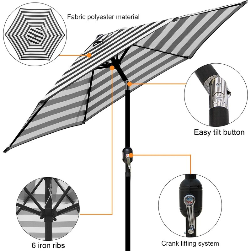 Blissun 7.5 ft Patio Umbrella, Yard Umbrella, Outdoor Market Umbrella