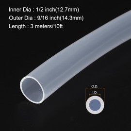 Rebower 10ft 1/2" ID x 9/16" OD Silicone Tubing Clear 12.7mm x 14.3mm Industrial Plastic Tubing Pure Silicone Hoses for Pump Siphoning Draining Irrigation Brewing