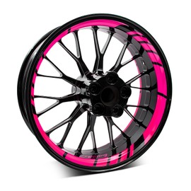 18-Piece Set of Wheel Rim Stickers for Motorcycle Car Rims Design Complete Set Rim Stickers for 15 Inch 16 Inch 17 Inch 18 Inch 19 Inch MR020 (05 Neon Pink)