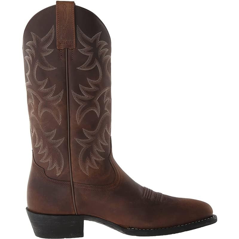CHUUMEE Men's Fashion Round Toe Embroidered Western Cowboy Boots (Brown,12,12)