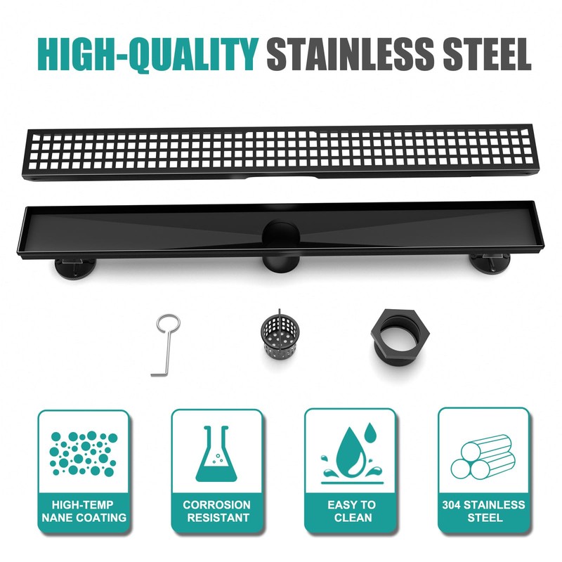 BARONAGE Linear Shower Drain 32 Inch Rectangular Floor Drain with