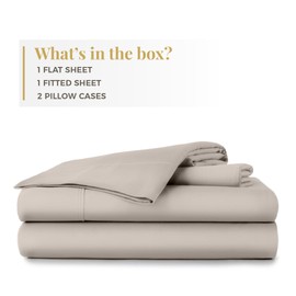 Westbrooke 800 TC Ultrafine Cotton Sheet Set - Full Size Sateen Sheets | 4 Piece Long Staple Cotton Bedding Set with Elasticized 15.5" Deep Pocket - Soft, Breathable Luxury Sheets - Light Beige
