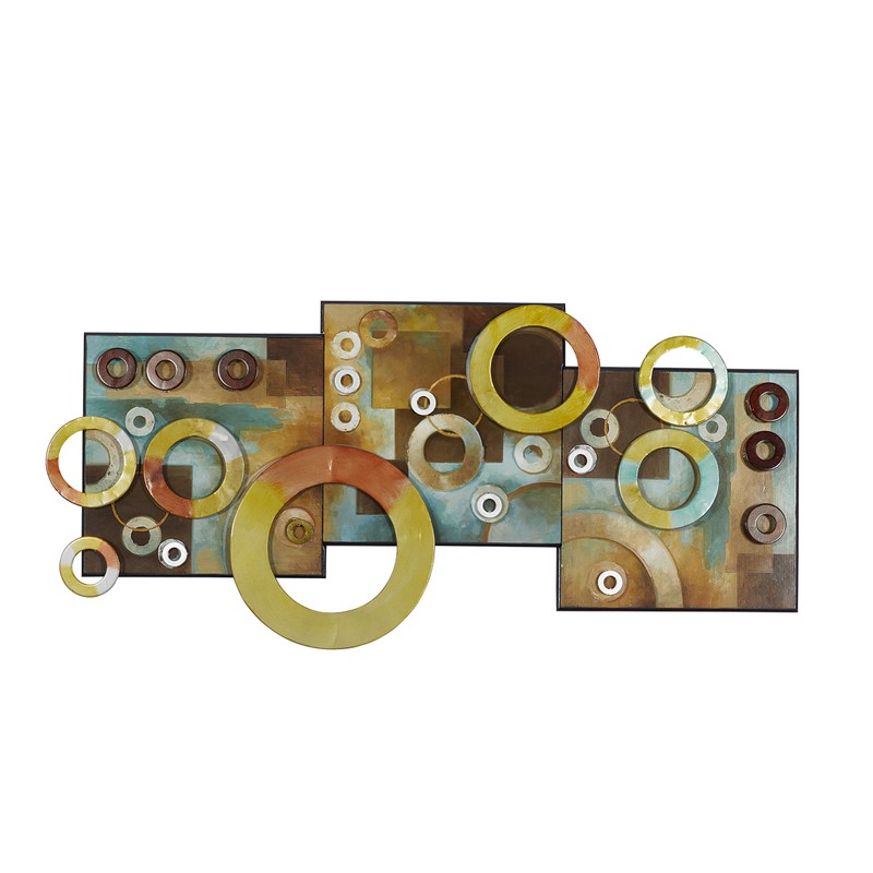 Deco 79 Wood Geometric Wall Decor with Overlapping Circle Cutouts,