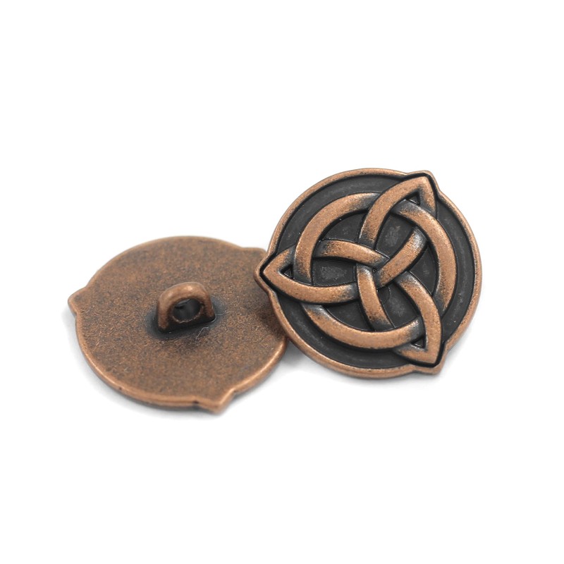 Bezelry 10 Pieces Celtic Trinity Knot Metal Shank Buttons. 22mm