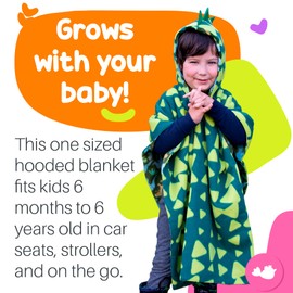 Birdy Boutique Car Seat Poncho for Kids – Safe to Use Over Seat Belts – Reversible Warm and Cozy Blanket – Easy on Easy Off and Doesn’t Impact Car Seat Performance – Green Dinosaur – One Size