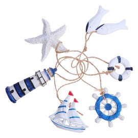 PRETYZOOM 6pcs star fish wood beach tree ornaments garland coastal decorations for home large- Mediterranean Style Small Pendants Wall Hanging- Decorations DIY Ornaments