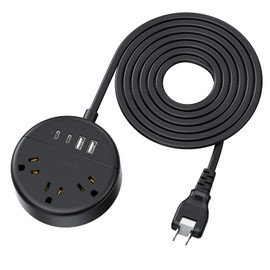 NTONPOWER 2 Prong Extension Cord 10 ft, 1875W/15A 2 Prong Power Strip, 3 Outlets & 2 USB A & 2 USB C, 2 Prong to 3 Prong Outlet Adapter, Rotating Plug, Wall Mount, Ideal for Older House Office Desktop