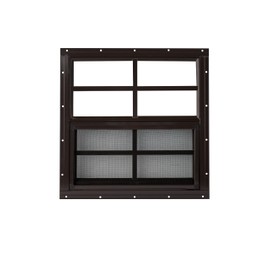 Shed Window 16x16 Brown - Vertical Slider with Tempered Glass & Bug Screen