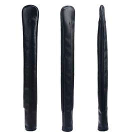 BIG TEETH Golf Alignment Stick Cover Golf Club Protector Holds 2 Sticks All Black Leather Classic (Black)