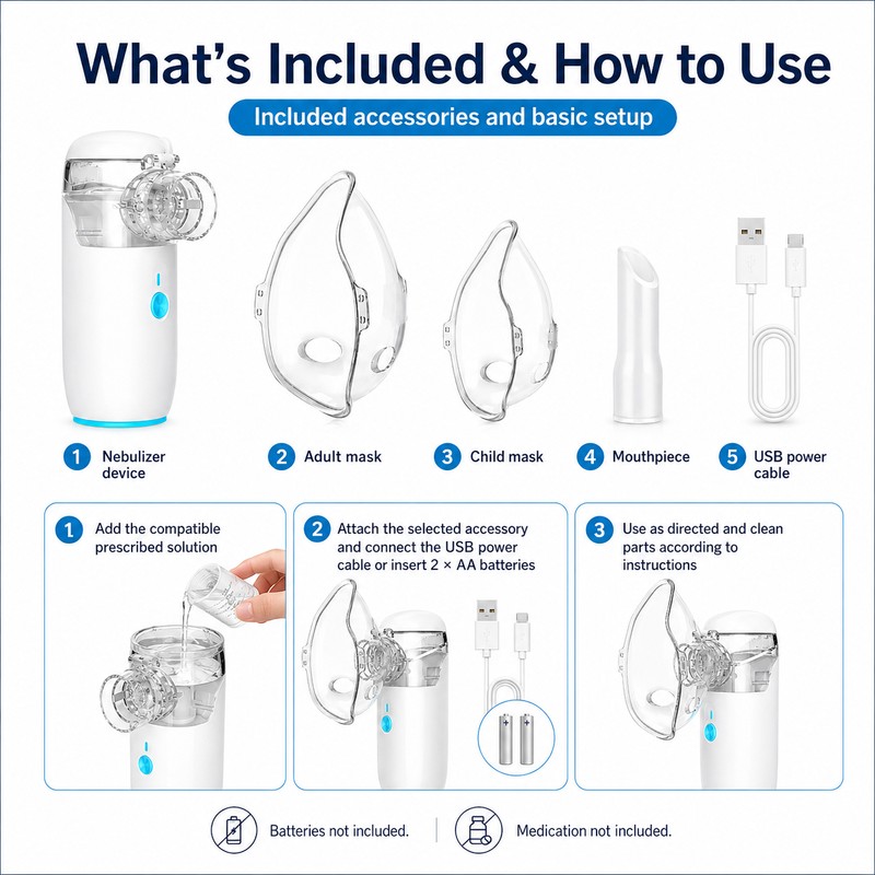 Portable Mesh Nebulizer with 3 Mist Levels – Adult &