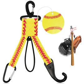Eyourlife 3-in-1 Dugout Organizer, Softball Bag Hook for Fence, Fence Hooks with Glove Clip, Helmet Hook and Softball Luggage Tags, Backpack Charms Gifts for Men & Women (1 Pack)