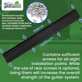 FlowGuard USA Made Professional DIY 5 Inch High Clearance 50-Year Gutter Cover System - Black - Aluminum Gutter Guards - 22 Feet - by FlexxPoint