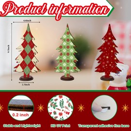 Pigort Christmas Decorations – Rustic Wooden Christmas Tree Table Decor, Freestanding Xmas Centerpiece for Home & Shelf, Winter Tiered Tray Decorative (3)