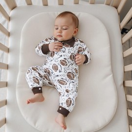 DSOKUHIB Newborn Baby Boy Football Clothes Rugby Print Collared Romper Long Sleeve Lapel Button Jumpsuit Bodysuit Fall Outfit (White, 3-6 Months)