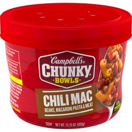 Campbell’s Chunky Soup, Chili Mac Soup, 15.25 oz Microwavable Bowl