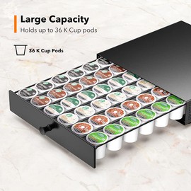 SICHEER K Cup Organization Storage Drawer Maker K Cup Holder Coffee Pod Organizer Stand Tray Counter Rack Countertop Dolce Gusto Capsules Compatible with Keurig Accessories Holds 36 Pods