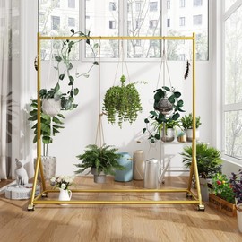 DR.IRON Modern Gold Clothing Racks Rolling Clothes Rack for Hanging Clothes Heavy Duty Metal Garment Rack Perfect for Home or Cloth Store(Gold)