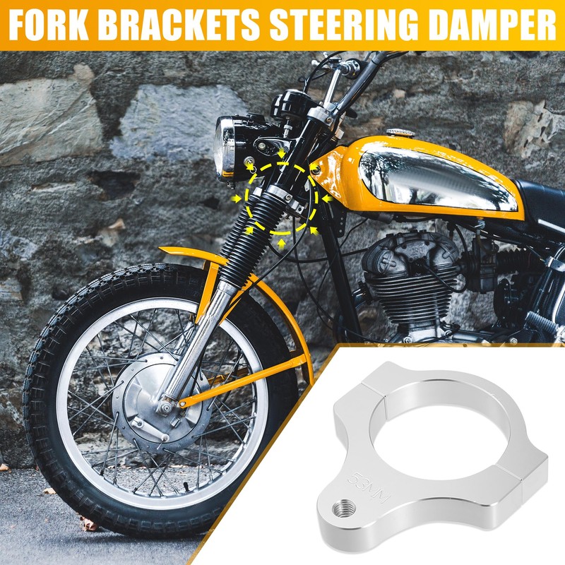 Motoforti CNC Fork Brackets Steering Damper Mounting Clamp Universal 53mm