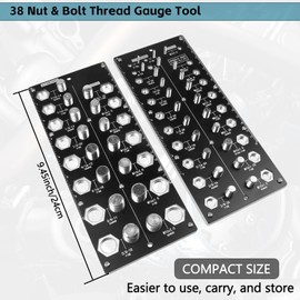 Thread Checker, 38 Nut and Bolt Thread Size Checker, Screw Identifier Gauge with Standard & Metric (Black)