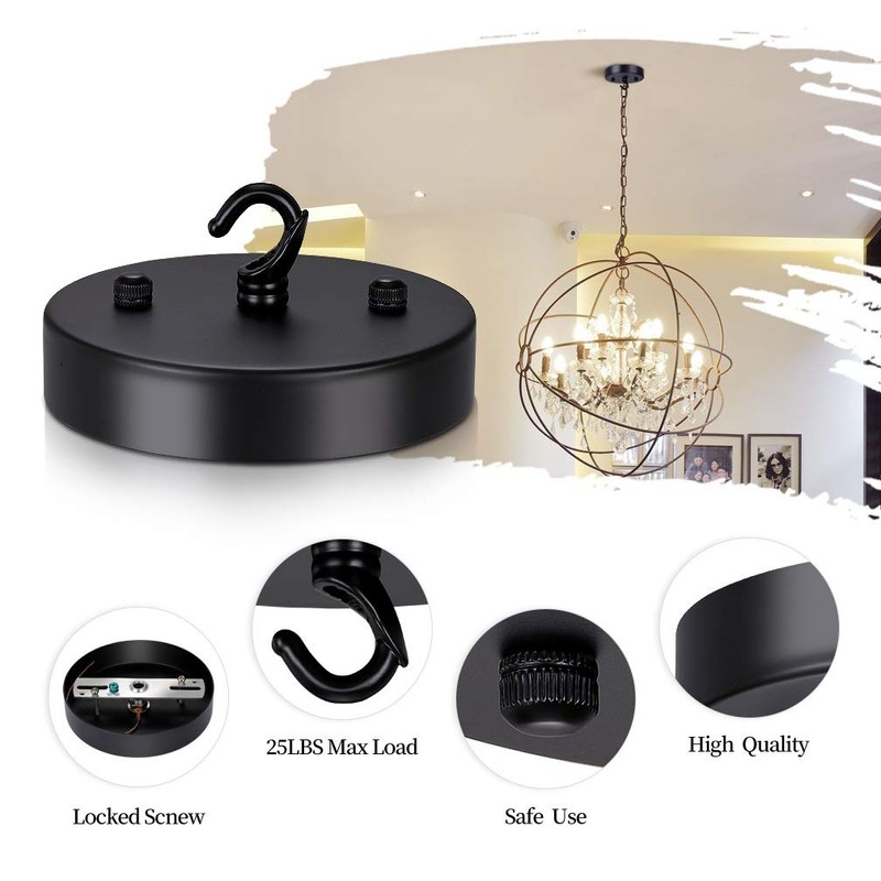 ZOOSSI 5 Inches Steel Light Canopy Kit, Black Ceiling Canopy