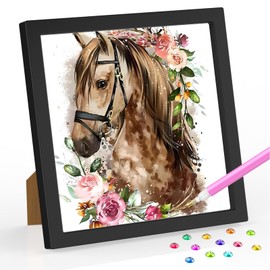 SENQAO Horse Diamond Art Kits for Kids with Frame, Horse Diamond Art for Kids Ages 4-8-12, Easy Kids Gem Art Kit with Beautiful Package for Home Wall Decor(7.1x7.1inch)