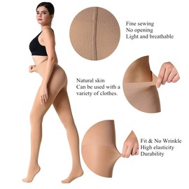 MANZI Women's 2 Pairs Classic Opaque Control-Top Tights with Comfort Stretch 70 Denier(Tan,2 Pairs,M)