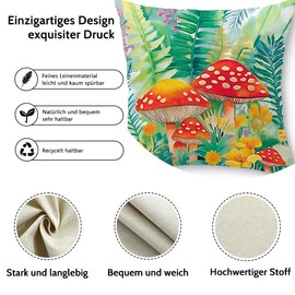 Cirzone Outdoor Cushion Covers, Pack of 2, 45 x 45 cm, Decorative Outdoor Cushions, Spring Red Mushroom Cushion Covers for Sofa Cushion, Garden, Outdoor