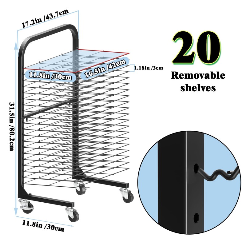 ztysn 20 Shelf Art Drying Rack for Classroom - Art