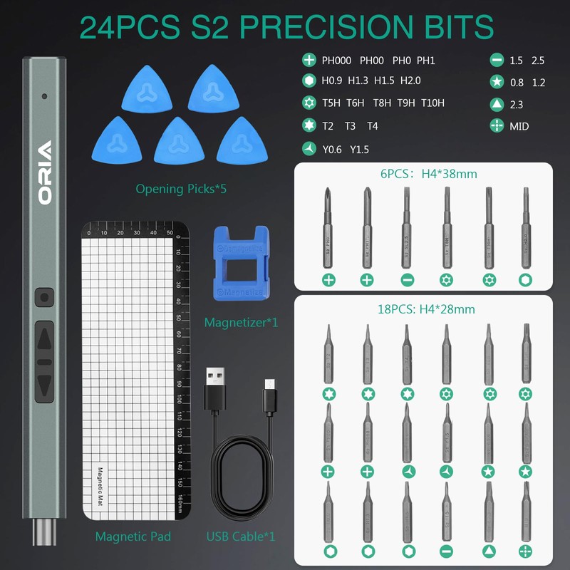 ORIA Electric Screwdriver Set, 33 in 1 Precision Screwdriver Set,