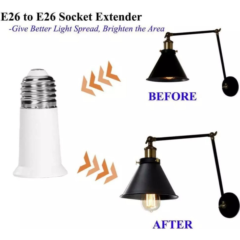 SumVibe Light Bulb Socket Extender E26/E27 Screw In Adapter 3cm