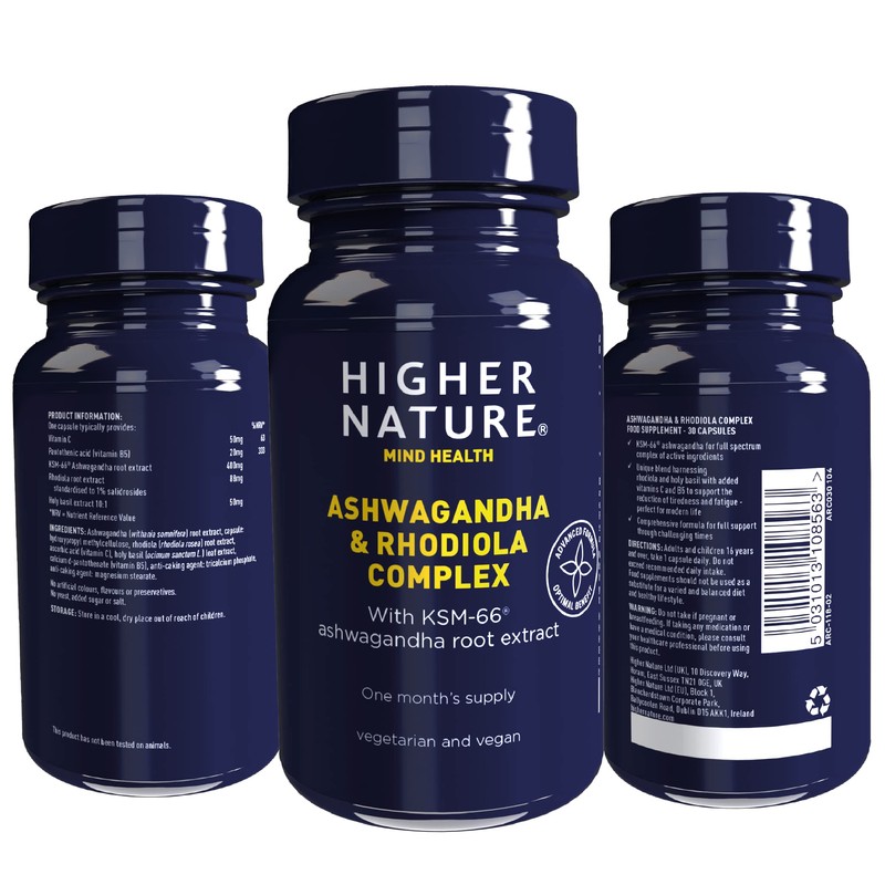 Higher Nature - Ashwagandha & Rhodiola Complex - Reduce Fatigue