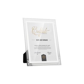 A4/A5 Photo Frame Classic Crystal Glass Picture Frame Certificate Frame for Certificates, Family Photos, Wedding Photos, Home Decoration - Portrait or Landscape Display(Gold/Silver)