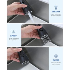Kitchen Faucet Sprayer Head Replacement - with 15 Adapters Pull Down Facuet Spray Head for Kitchen Sink, 3 Function, Oil Rubbed Bronze
