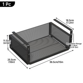 Under Cabinet Organizer in Kitchen/Pantry/Laundry Room/Office Under Shelf Basket Storage for Spice, Seasoning, Plate, Wrapping Paper, Foil and Plastic Wrap Metal Adjustable Hanging Shelf (Black)