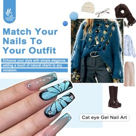 Lavender Violets 49 PCS Cat Eye Gel Nail Polish Set,Solid/Glittery/Nude Pink Jelly Nail Polish Gel/9D Holographic Magnetic Gel Nail Polish Gel Kit with Nail Primer,Base,Glossy,Matte Top Coat A901 | Lavender Violets