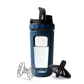 26oz Glass Protein Shaker Bottle, Stainless Steel Mixing Ball & Silicone Sleeve, Odorless, Leak-Proof, BPA-Free, Ideal for Smoothies & Workout Drinks 