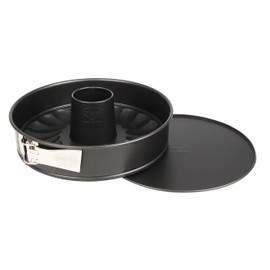 Dr. Oetker Springform mit Flach- und Rohrboden Ø 24 cm, Kuchenform aus Stahl mit Antihaftbeschichtung, Backform aus veredeltem Schwarzblech, Menge: 1 Stück