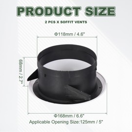 PATIKIL 5 Inch Round Air Vent Cover, 2 Pack ABS Louver Soffit Vents with Screen Ceiling Diffuser Grill Cover for Bathroom Kitchen Living Room Home Office Ventilation