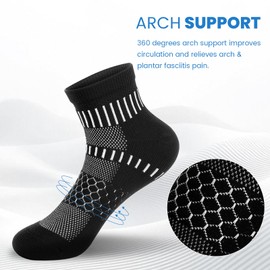 IRAMY Ankle Compression Socks for Women Men Coolmax Moisture Wicking Running Socks Plantar Fasciitis Relief 2 Pairs