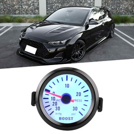 Turbo Boost Gauge,Universal Boost Pointer Gauge Vacuum Pressure Meter 0‑30PSI 12V Blue LED Dial 52mm Dia for Cars Motors