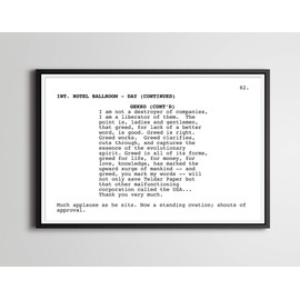 WALL STREET Screenplay POSTER! (up to 24" x 36") - Movie - Film - Script - Greed is Good - Gordon Gekko - Charlie Sheen - Michael Douglas