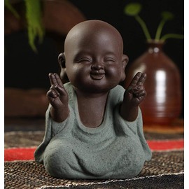 Small Sweet Buddha Statue, Monk Figurine, Creative Baby, Handcrafted, Dolls, Ornament, Gift, Classic, Chinese, Delicate Ceramic, Art and Crafts, Tea Accessory