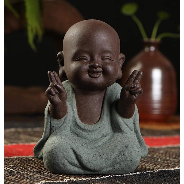 Small Sweet Buddha Statue, Monk Figurine, Creative Baby, Handcrafted, Dolls, Ornament, Gift, Classic, Chinese, Delicate Ceramic, Art and Crafts, Tea Accessory