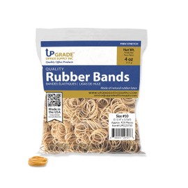 Upgrade Office Supply UPG23710 Rubber Bands, Size #10 (1-1/4” x 1/16”), 1/4 lb. Bag, 925 Bands, Natural Crepe, Made in USA – Strong, Flexible for Home, Office, School