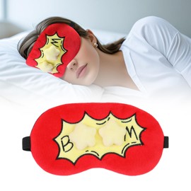 Flyingmage Cute Sleep Eye Masks for Kids, Kawaii Cartoon Kids Sleeping Mask for Women Boys Girls Teens, Soft Plush Adjustable Eyeshade Silk Travel Nap Eye Cover, Red Boom